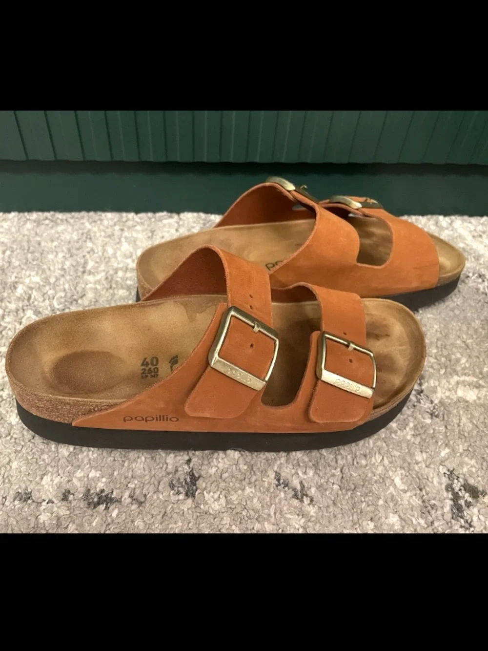 Birkenstock Papillio Arizona Flex Platform Nubuck Leather Pecan Size 40 (9-9.5)